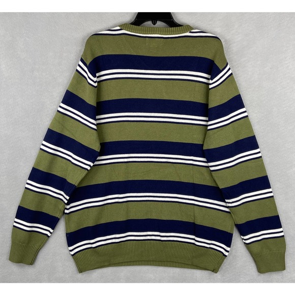 Club Room Men's Large Striped Long Sleeve V-Neck Sweater Pine Brook NEW - Picture 6 of 10